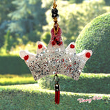 Geode Princess Crown Car Freshie/Red/White, Glitter, Tassel, Beads/ A Wealth of Wishes (type)