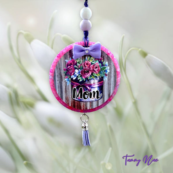 Mom Car Freshie / Pink, Multicolor, Bow, Beads, Tassel/Blooming Cactus  (type)